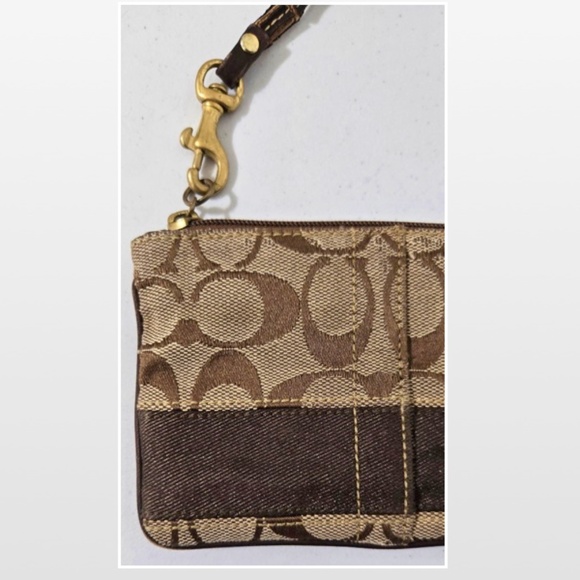 VTG Coach Coin Purse Wristlet Womens Small Signature C Logo Brown Canvas Gold - Picture 10 of 16